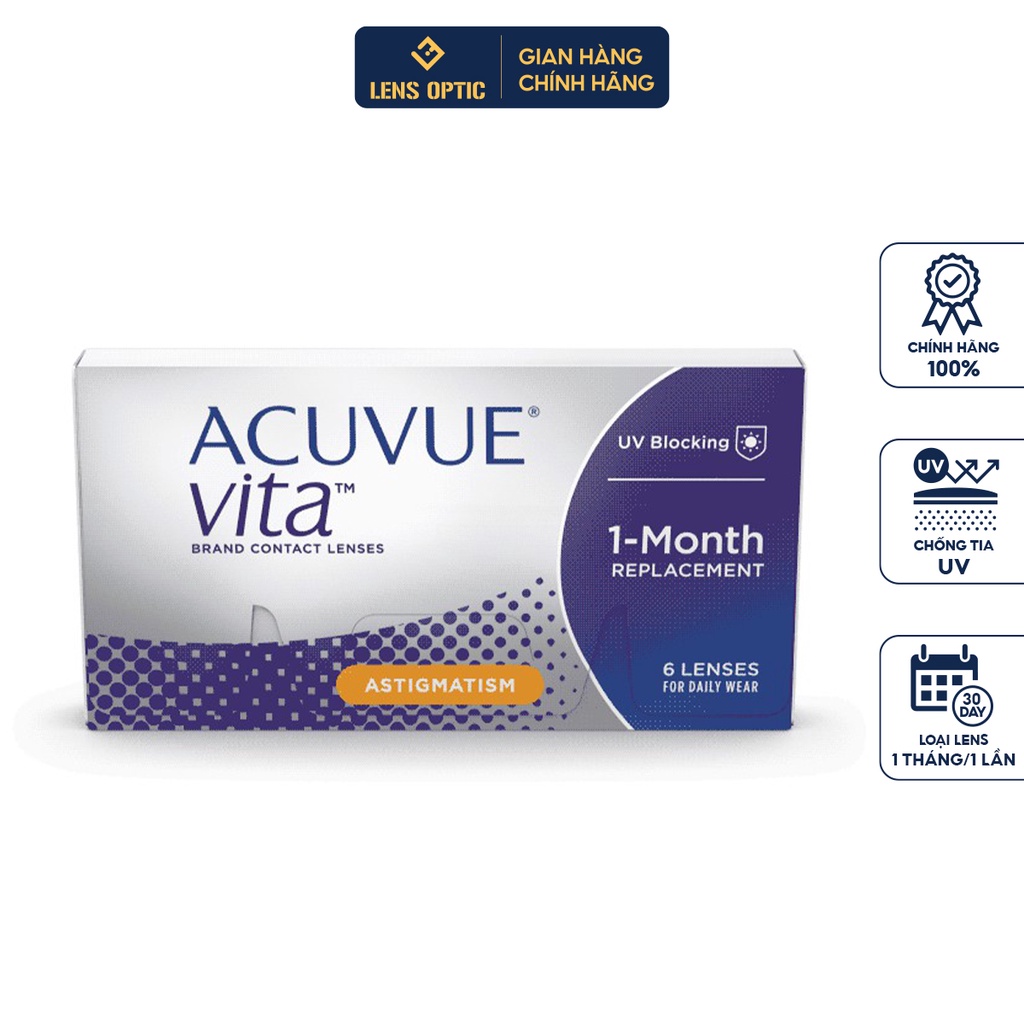 Kính áp tròng cận loạn Acuvue Vita Astigmatism dùng 1 tháng - Lens Optic