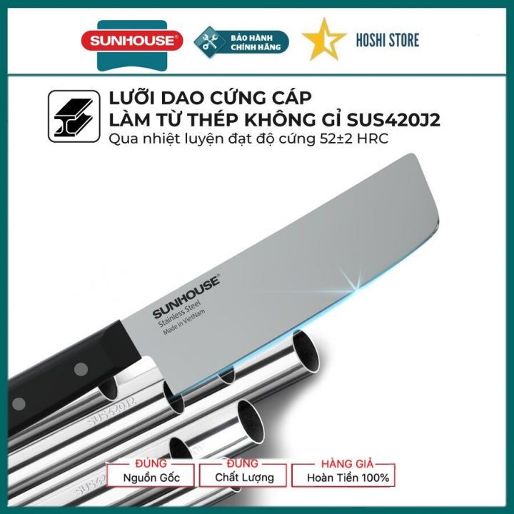 Dao thái xuất Nhật siêu sắc đa năng SUNHOUSE KS-KN165SS Dài 29.2 cm, chất lượng Nhật Bản, lưỡi dao sắc bén