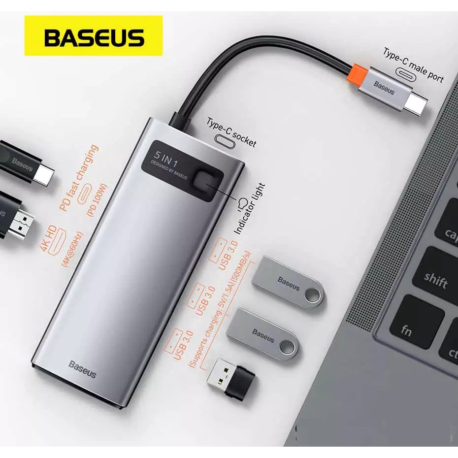 Hub chuyển Baseus chính hãng USB TypeC Ra USB 3.0, HDMI 4K, Lan 5in1 , 6in1 và 8in1