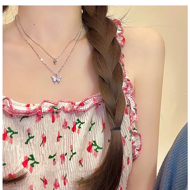 vòng cổ nữ hai lớp bươm bướm đính đá cực xinh