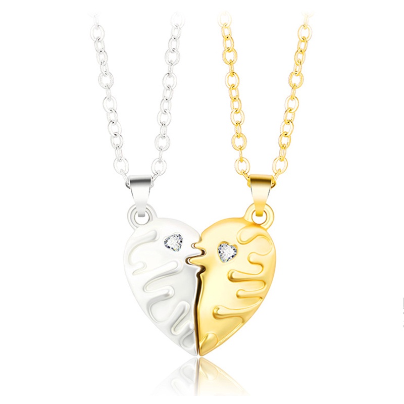 Flgo Set 2 Vòng cổ Nam Châm Mặt Hình Trái Tim Sáng Tạo Cho Cặp Đôi