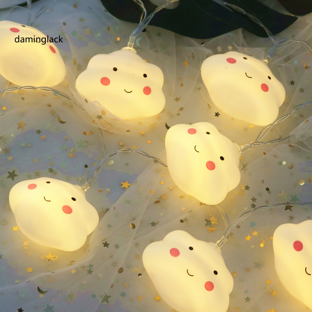 Dây Đèn Led 10 Bóng 1.65m Kiểu Dáng Đám Mây Mặt Cười Dễ Thương Dùng Để Trang Trí Các Bữa Tiệc