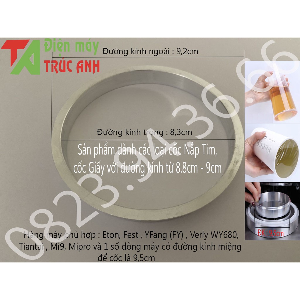 Vòng cốc chuyển đổi size cốc nắp tim - cốc 300ml - Vòng hỗ trợ dao cắt cho máy dập