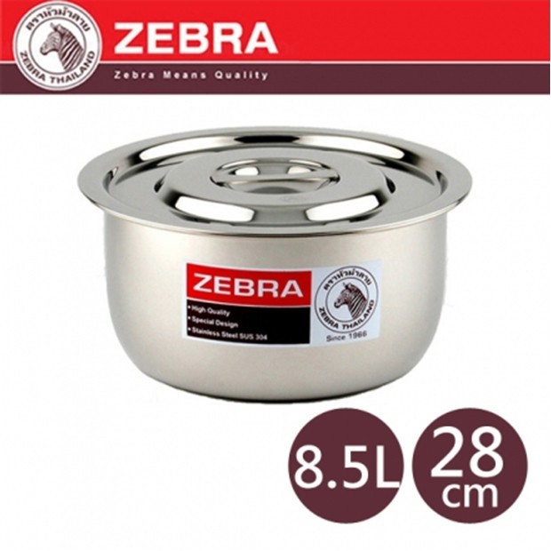 Thố Inox có nắp Zebra, 14cm Đến 32cm, 1 Đáy Loại Dày, Inox 304 sáng bóng