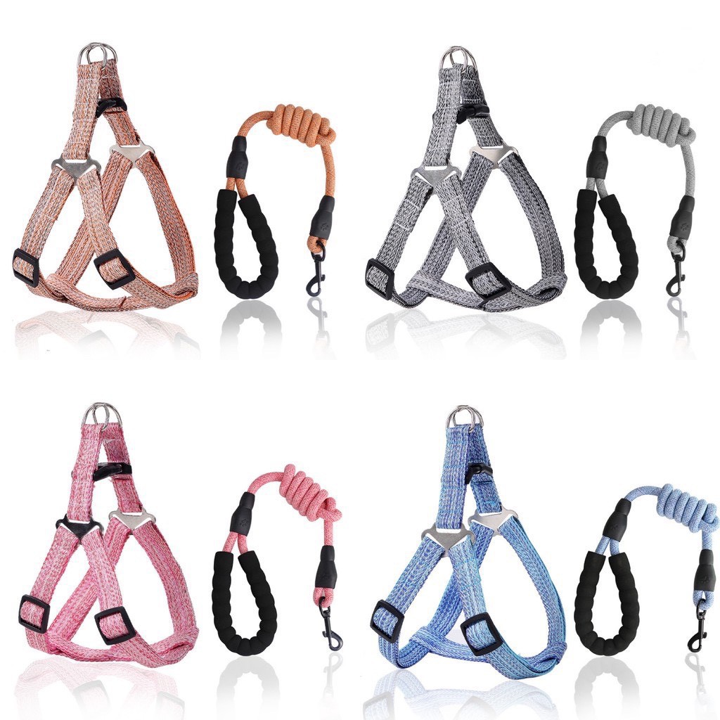 DÂY DẮT KÈM VÒNG CỔ DẠNG YẾM CHO CHÓ MÈO THÚ CƯNG DƯỚI 5KG Chất liệu dây dù tròn Có lót tay cầm Yếm rộng 1cm Dài 120cm