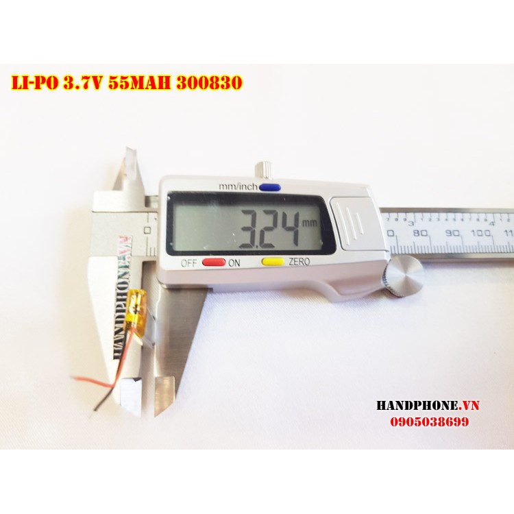 Pin Li-Po 3.7V 300830 55mAh (Lithium Polymer) cho tai nghe Bluetooth