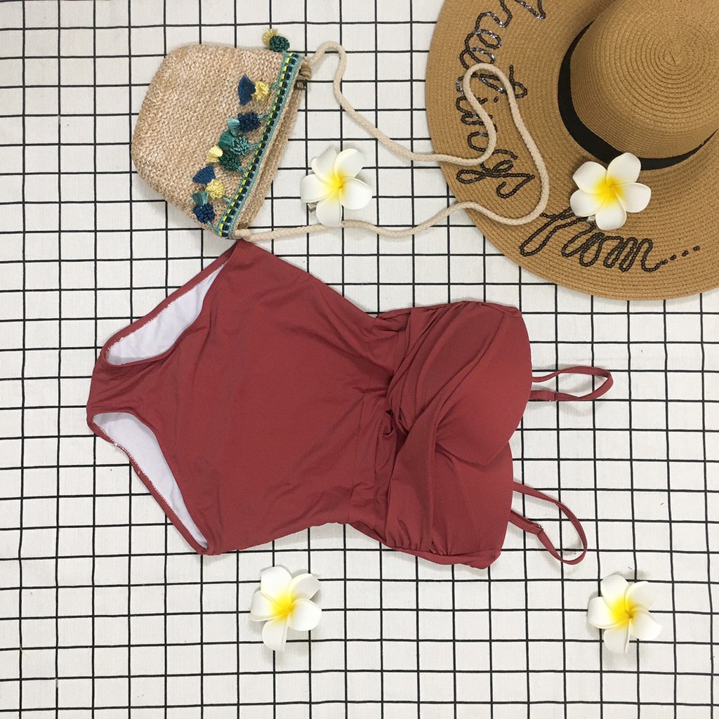 Set bikini liền mảnh cúp xoắn đủ màu sành điệu