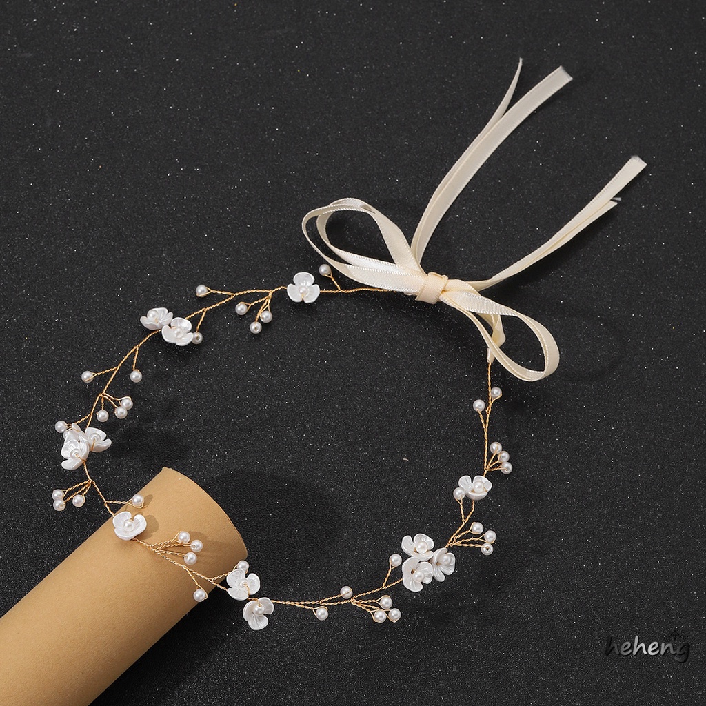 Băng Đô Cài Tóc Mềm Mại Đính Hoa Nhân Tạo Handmade Dành Cho Cô Dâu