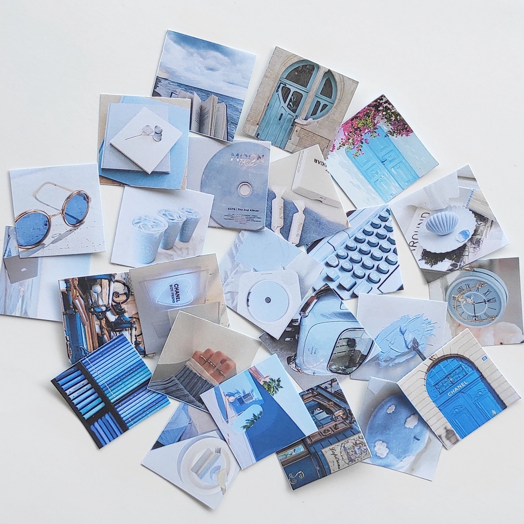 Sticker Blue Pastel Photo Trang Trí Bulletjournal Set 24 Miếng | AIMÉE