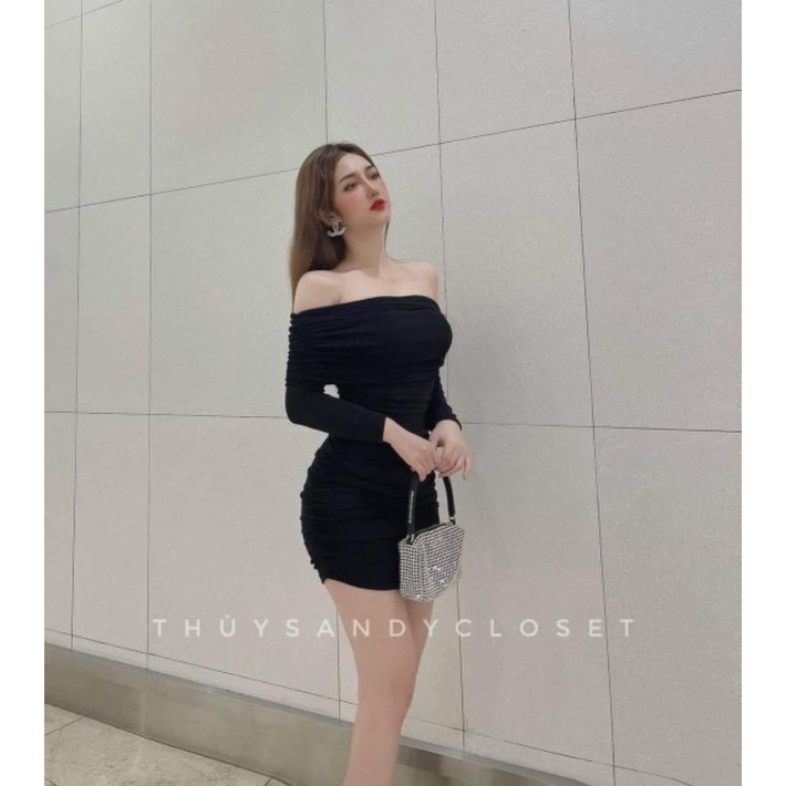 Váy body dúm trễ vai