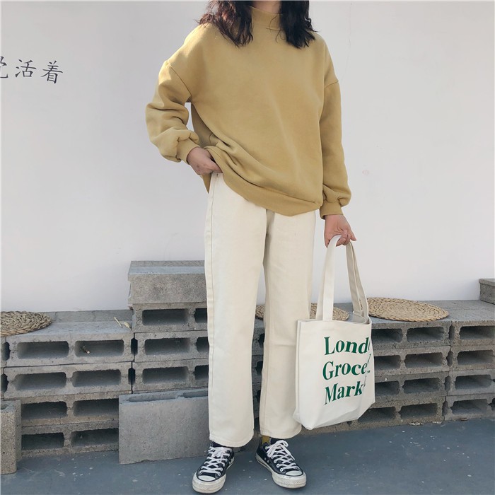 [ ORDER ] Quần ulzzang quần nữ đẹp ống suông trắng sữa kem quần bò ống rộng baggy cạp lưng cao jean jeans