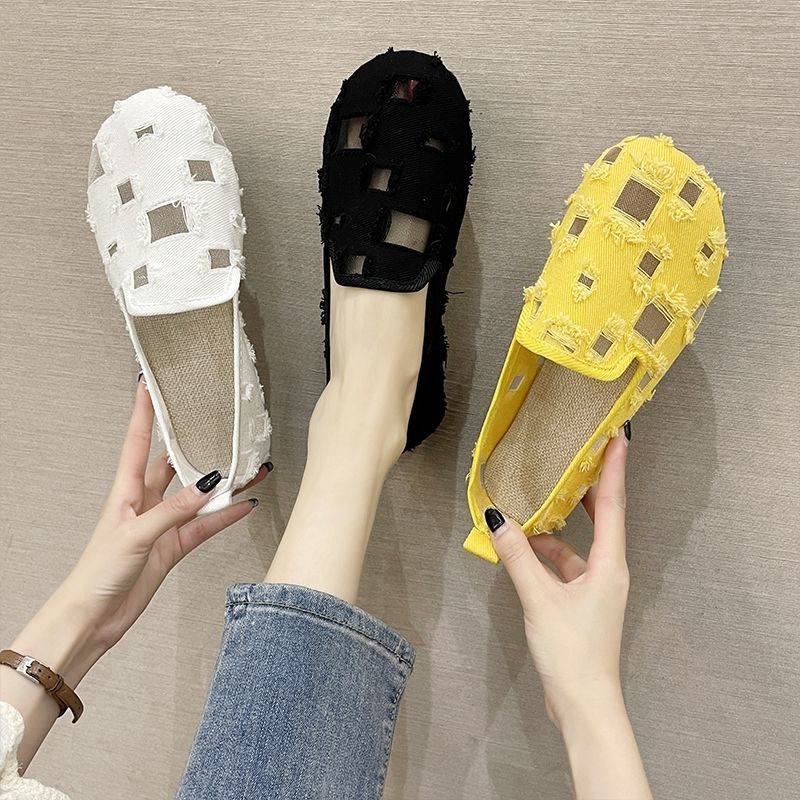 Giày Búp Bê Đế Mềm Phối Lưới Thời Trang Cho Nữ