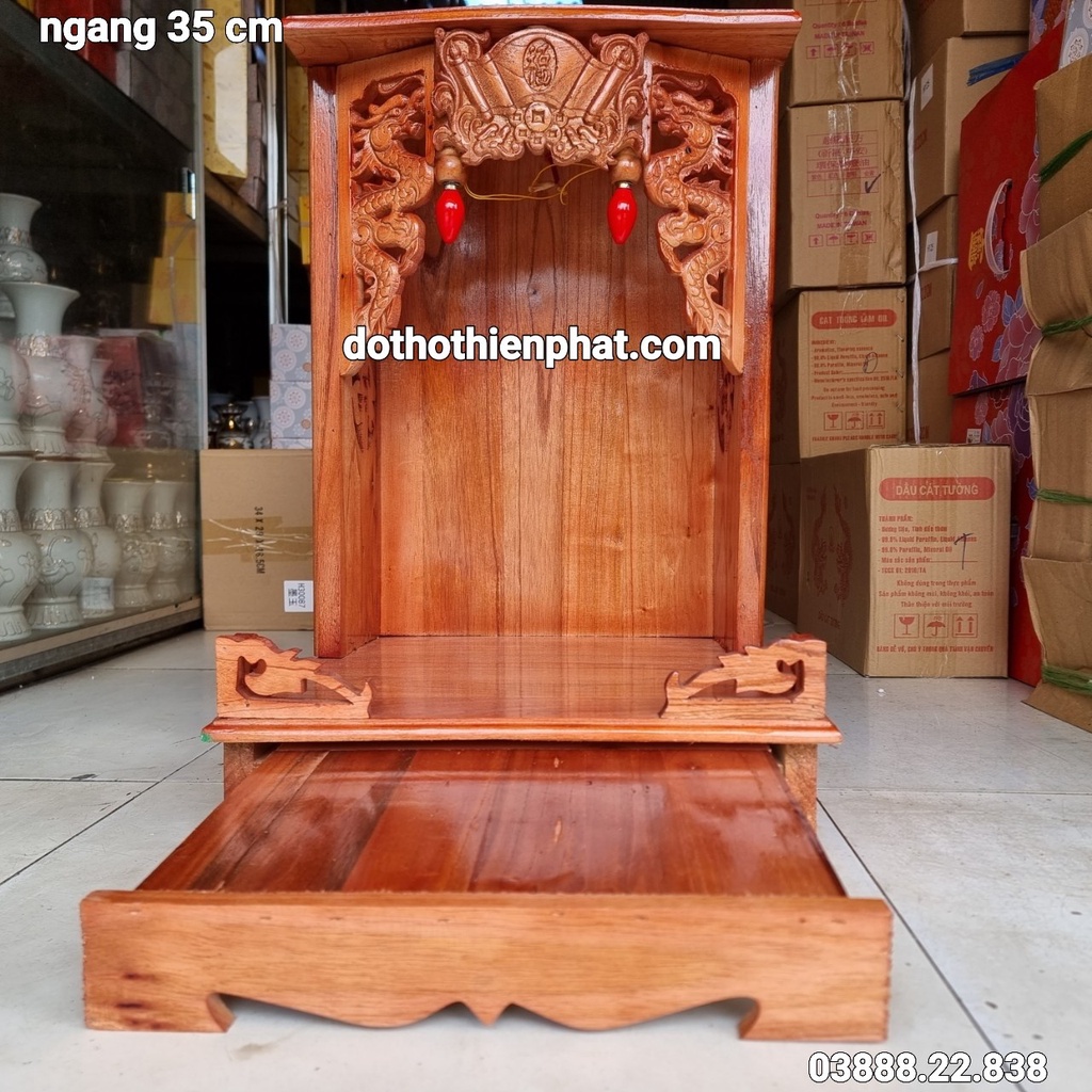 COMBO 7 Sản phẩm Bộ bàn thờ gỗ xoan ngang 35cm