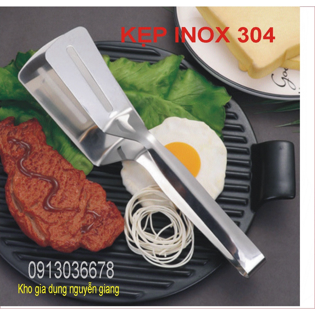 Dụng cụ kẹp và lật thịt cá chiên đa năng cao cấp inox 304