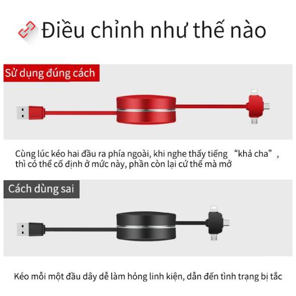 Dây sạc nhanh 3 trong 1 tránh dây bị xoắn - Home and Garden