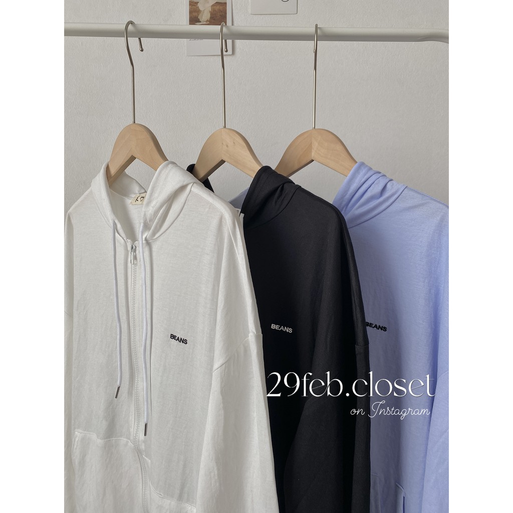 Áo khoác hoodie zip mỏng thêu chữ BEANS (Ảnh video 29feb chụp) | BigBuy360 - bigbuy360.vn