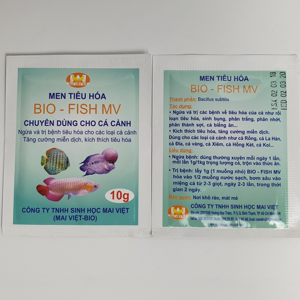 MEN TIÊU HÓA CHO CÁ CẢNH - MEN TIÊU HÓA MAI VIỆT 10g (Hàng Công Ty)