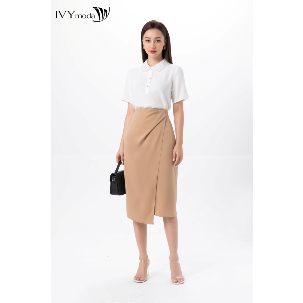 Áo sơ mi nữ cổ đắp ren IVY moda MS 16M7361