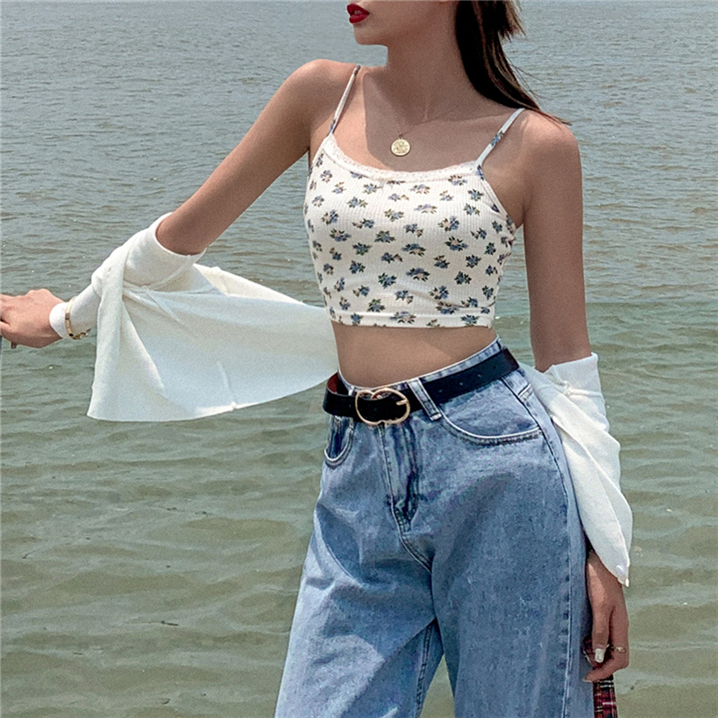 Áo Dây Nữ Lưng Trần In Hoa Thời Trang