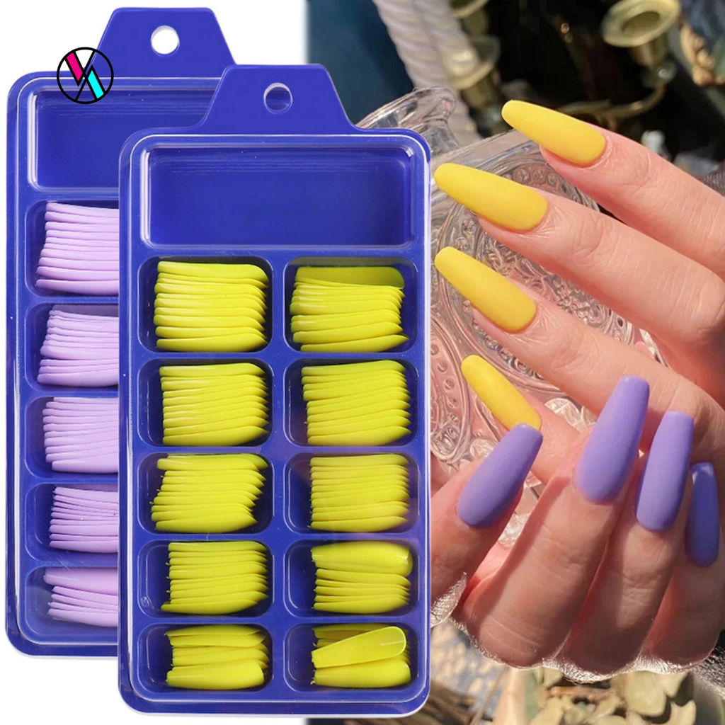 Hộp 100 Móng Tay Giả Hình Chữ T Mini Nhiều Màu Sắc