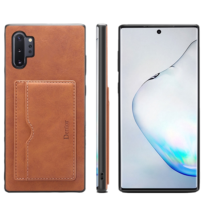Ốp điện thoại bề mặt da mềm có ngăn đựng thẻ cho Samsung Galaxy Note 10 Plus 10+