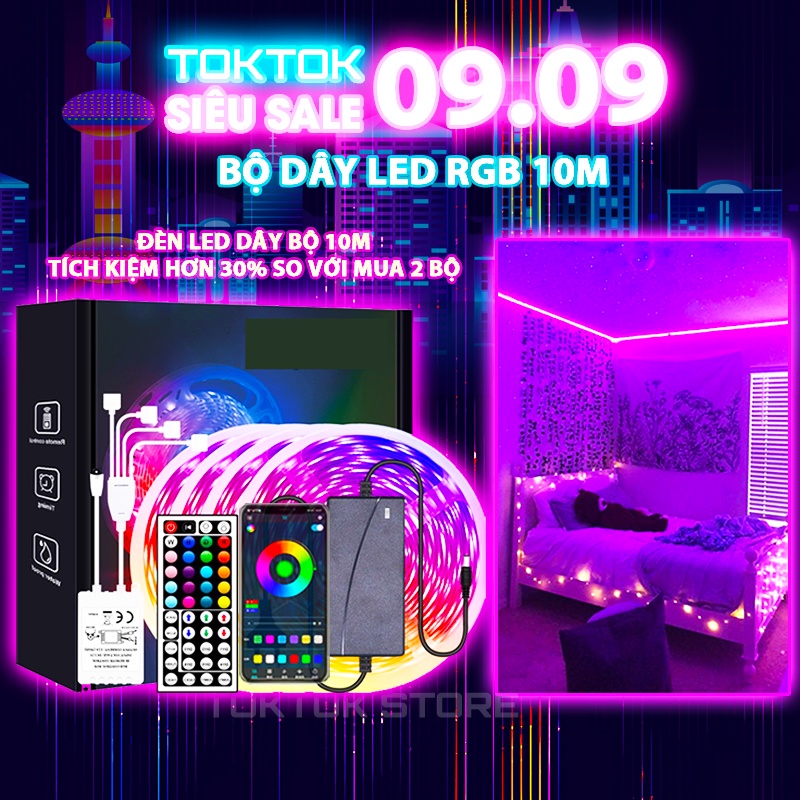 Đèn Led TikTok Trang Trí DIY đổi 16 Triệu Màu, Combo 10M Dây Led Phát Sáng Siêu Tiện Lợi Hỗ Trợ Trang Trí Nhà Cửa