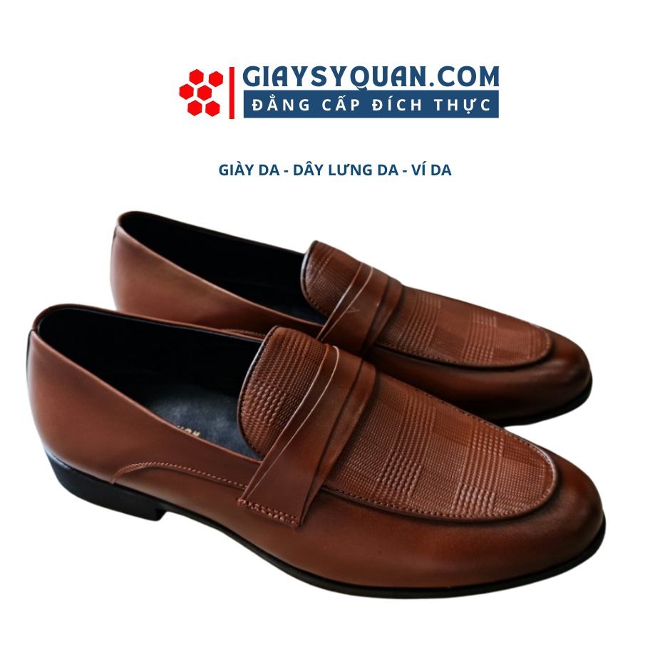 Giày lười da bò nâu 348
