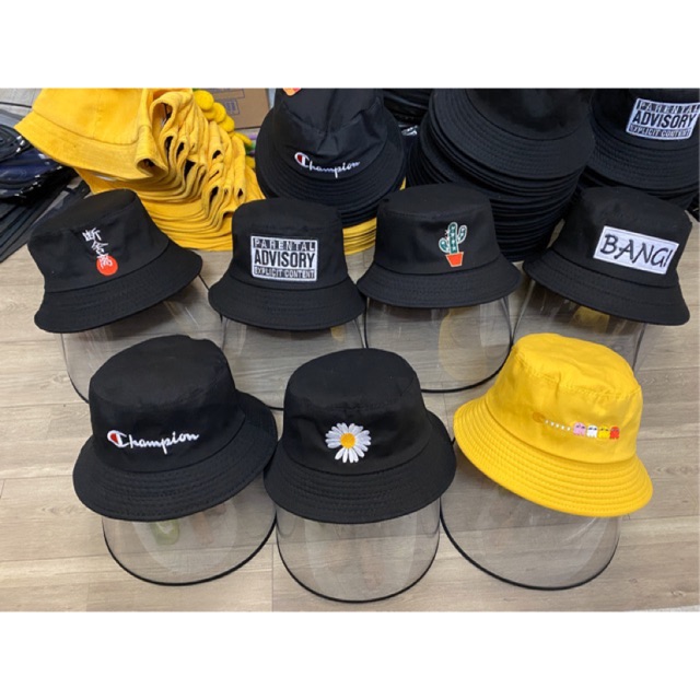 Nón Bucket 1 Mặt Thêu Có Kính Chống Bụi