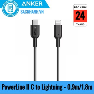 Cáp Anker PowerLine II Lightning to USB-C, dài 0.9m - A8632