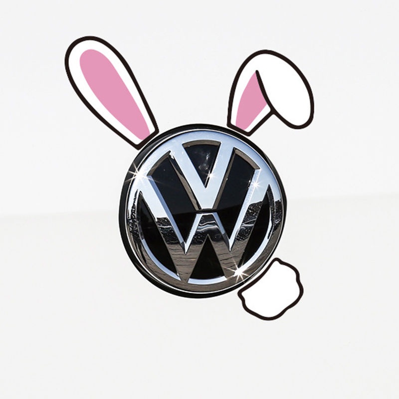 Miếng Dán Trang Trí Bình Xăng Xe Hơi Hình Tai Thỏ Hoạt Hình Vui Nhộn