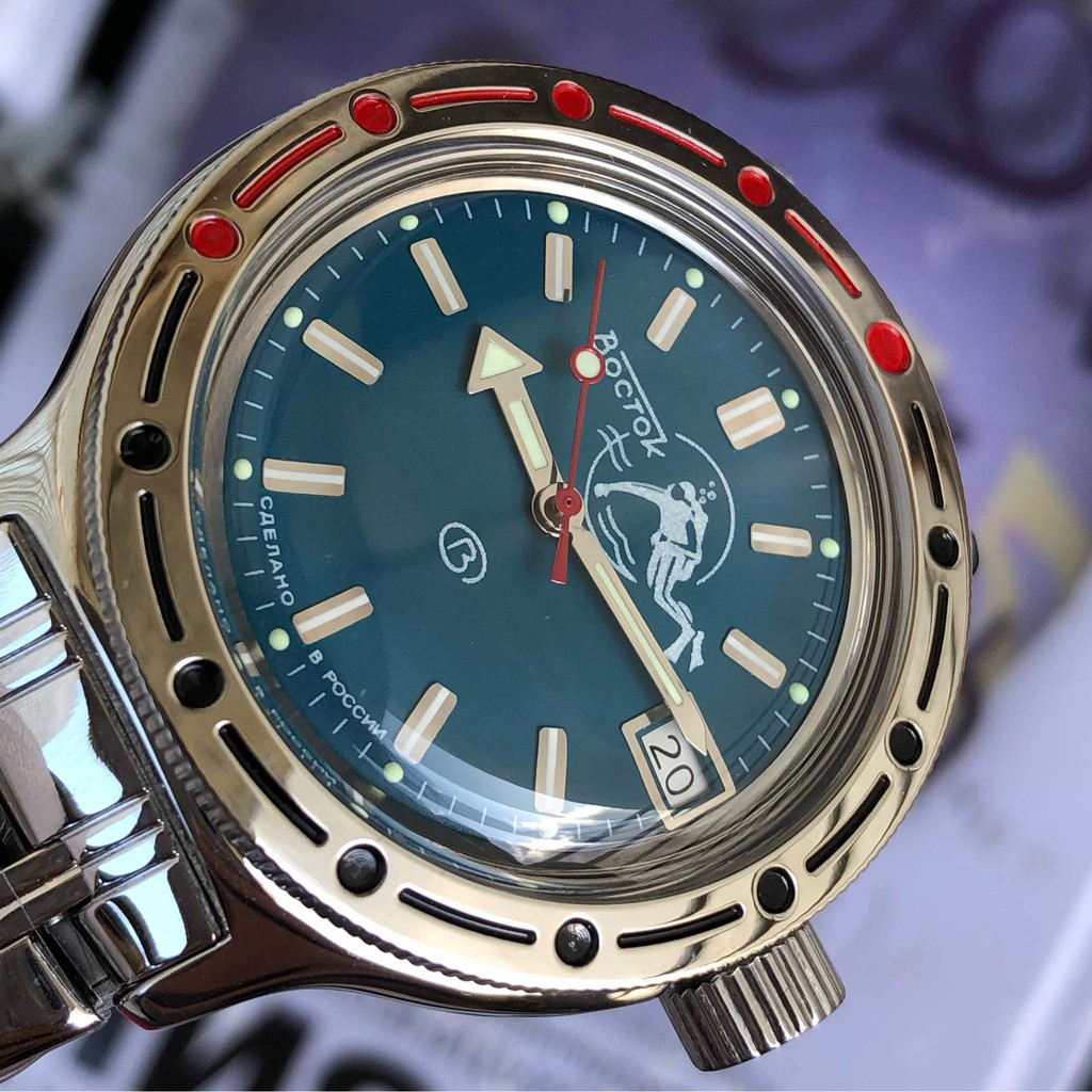 Đồng hồ nam Vostok máy cơ tự động Automatic, size mặt 40, chống nước tốt 20 ATM. Đồng hồ Nga Vostok Amphibia 420059