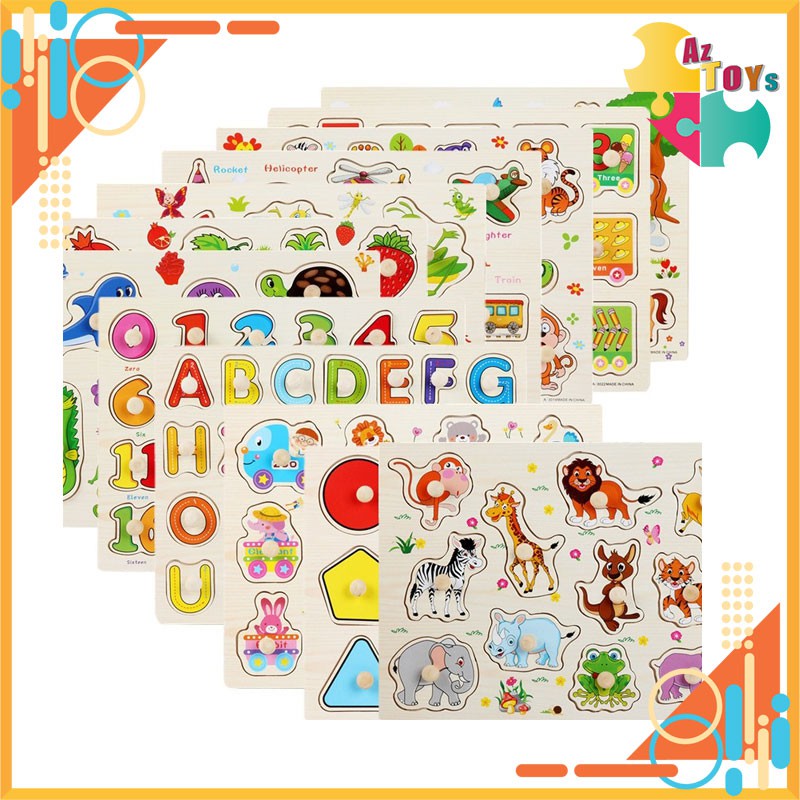 [XẢ KHO + Loại 1] Bảng Núm Gỗ (To, Dày), Bảng Ghép Hình Montessori, Đồ Chơi Gỗ Cho Bé - AZTC137