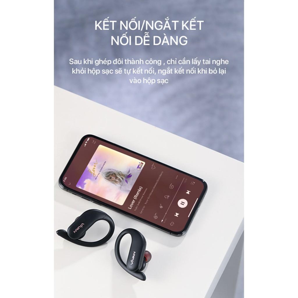 Tai Nghe Không Dây Bluetooth 5.0 VIVAN Sport X Kiểu Dáng Thể Thao Chống Nước IPX5 Cảm Ứng Thông Minh Playtime Đến 25H