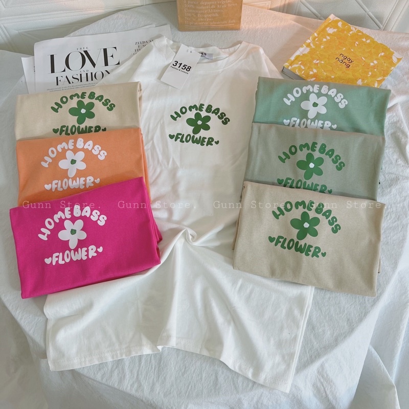 Áo Thun 3158 In Hình Hoa Form Rộng Unisex Chất Cotton Khô Loại 1, Thoáng Mát, Thấm Hút Mồ Hôi - GUNN
