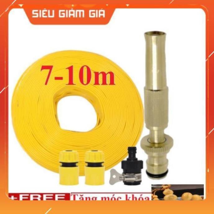 Bộ dây vòi xịt nước rửa xe, tưới cây . tăng áp 3 lần, loại 7m, 10m 206587 cút sập+tặng móc khoá