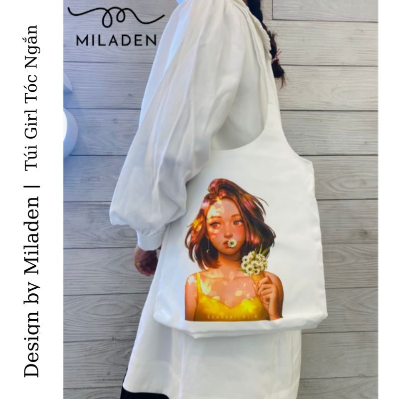 [Combo Stickers] Quà tặng Túi Tote, Túi Vải Canvas Cao Cấp và Phụ Kiện Xinh MILADEN.