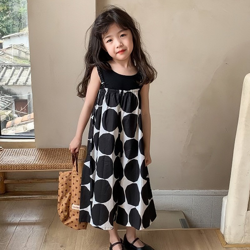 Hàng Mới Về Jumpsuit Cotton Dáng Rộng Họa Tiết Chấm Bi Phong Cách Hàn Quốc Thời Trang Mùa Hè Mới Cho Bé Gái