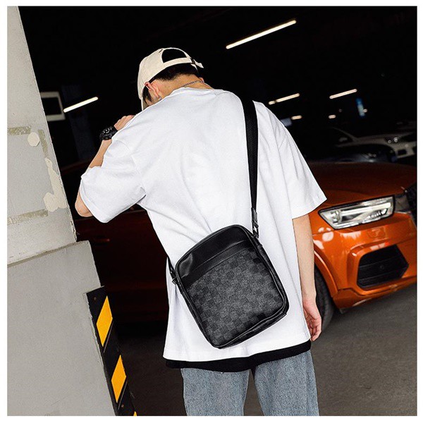 Túi Đeo Chéo Da Nam Hộp Vuông Caro Sang Trọng DNM017