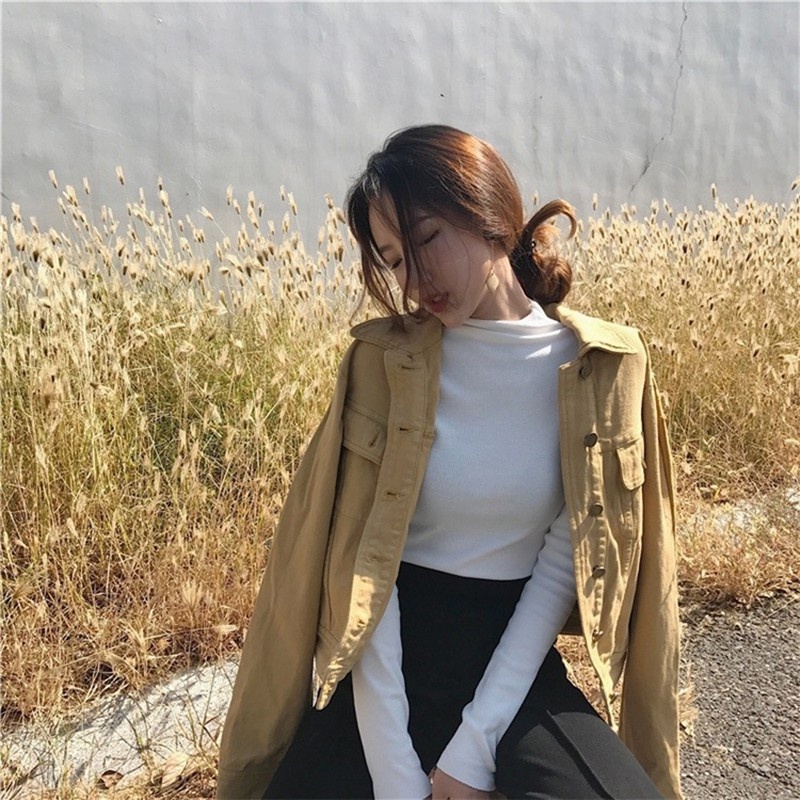 Áo thun nữ cổ lọ ôm dáng co dãn, Áo thun cổ cao SUNA FASHION