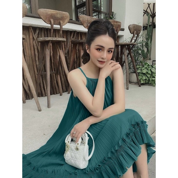 Đầm Yếm Tằm Dập Ly Phối Vạt Bèo Hàng Đẹp Nhức Nách