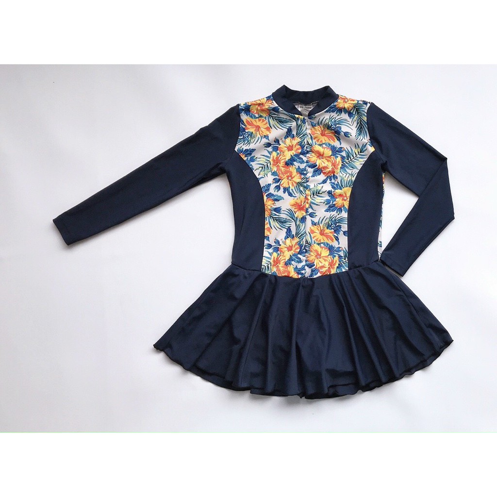 Đầm bơi tày dài liền - Có quần short bên trong - Giao màu ngẫu nhiên