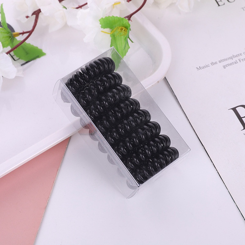 Bộ 8 Dây Cột Tóc Dạng Xoắn Ốc Độ Đàn Hồi Cao Màu Sắc Trơn Không Gây Mỡ