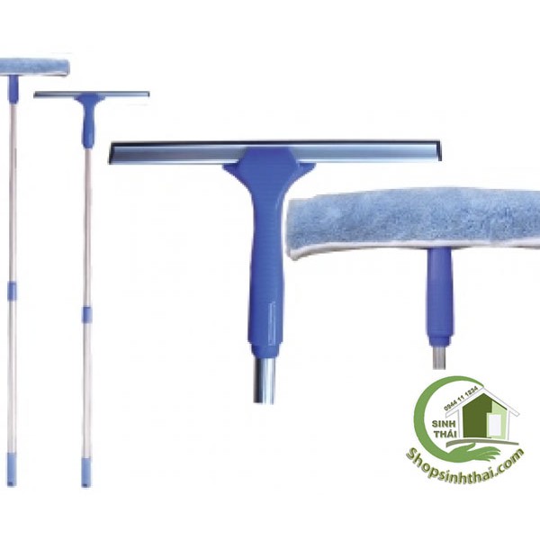 Bộ cây lau chùi kính inox hai đầu lau, cán có thể kéo dài 2,3m
