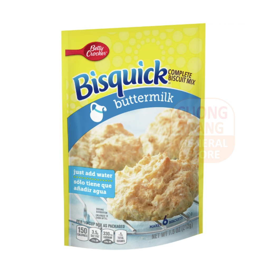 Bột làm bánh betty crocker bisquick complete buttermilk, cheese garlic biscuit mix 219g
