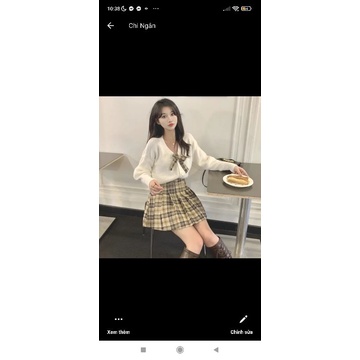 ✨ORDER✨KÈM ẢNH THẬT✨Set áo len chân váy tennis kèm nơ