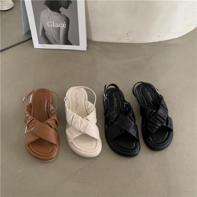 Xăng đan Đế Bằng Quai Chéo Thiết Kế Dễ Thương Cho Nữ