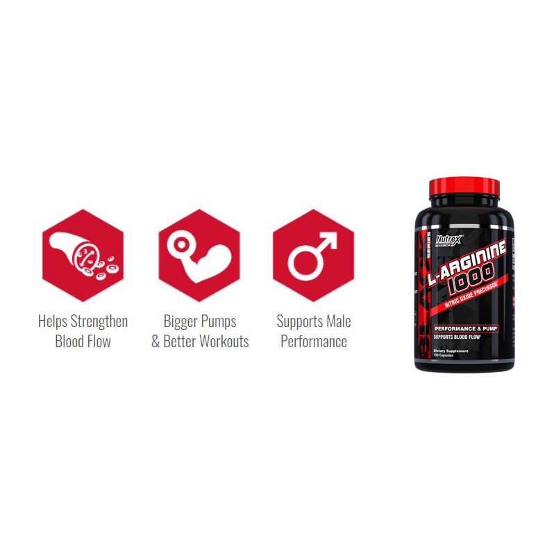 Nutrex L Arginine 1000 Hỗ Trợ Tăng Sức Mạnh, Phát Triển Cơ Bắp  - Từ Mỹ