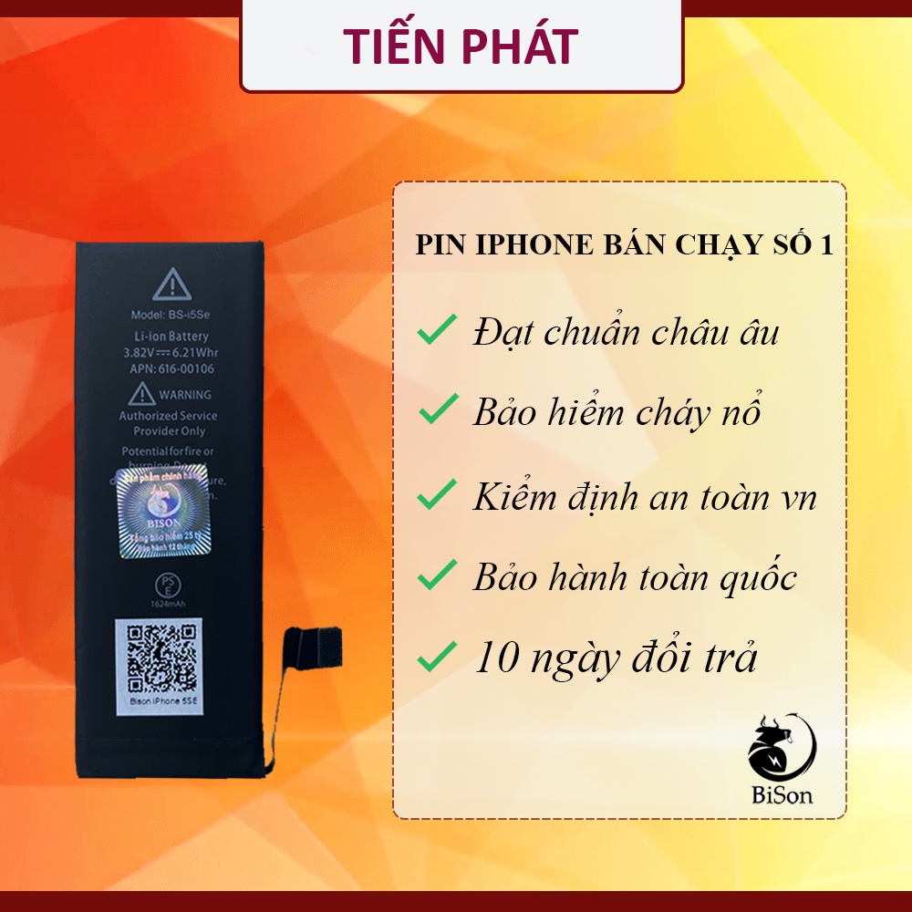 Pin BISON Iphone 5se chính hãng ( Pin Con Trâu ) BH 12 tháng online - Dung Lượng 1624 mAh