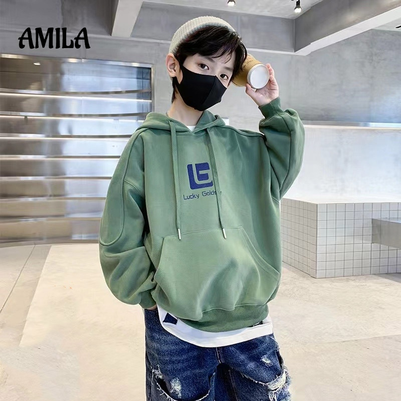 AMILA Áo hoodie mỏng phong cách Hàn Quốc cho bé trai thích hợp cho mùa