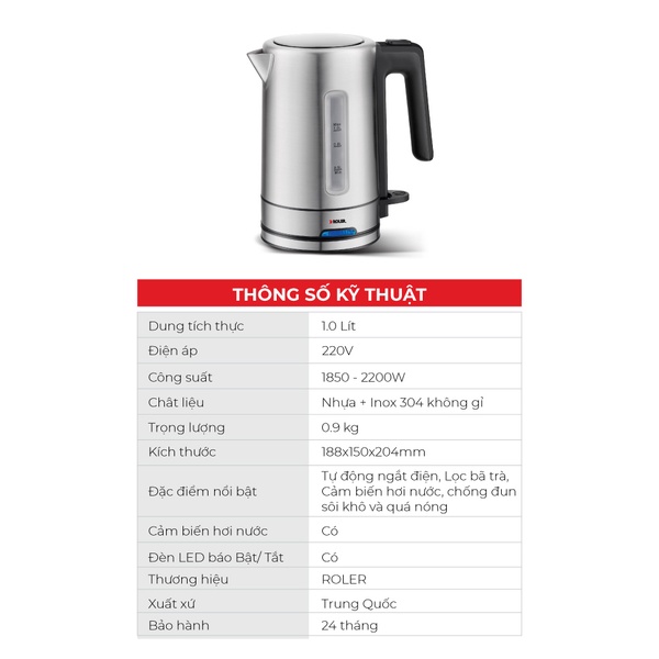 Ấm siêu tốc 1 Lít ROLER RK-5121